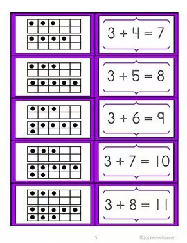 Ten Frame Addition Matching Cards