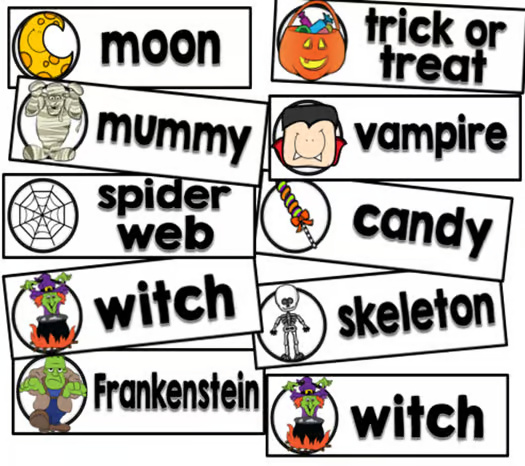 Halloween Word Wall Cards Set