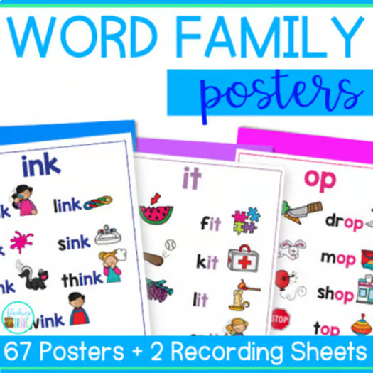CVCC & CVC Word Practice - CVCC, CCVC, CVC Words with Pictures - Word Families