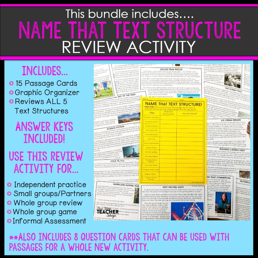 Nonfiction Text Structures Unit Passages, Worksheets, Practice & MORE