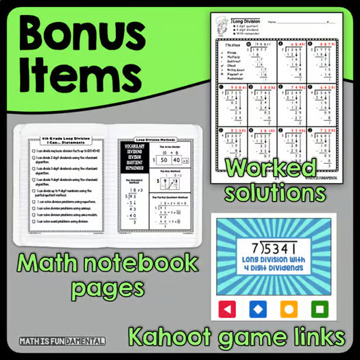 Scaffolded Long Division Practice Pages - a unit of differentiated worksheets