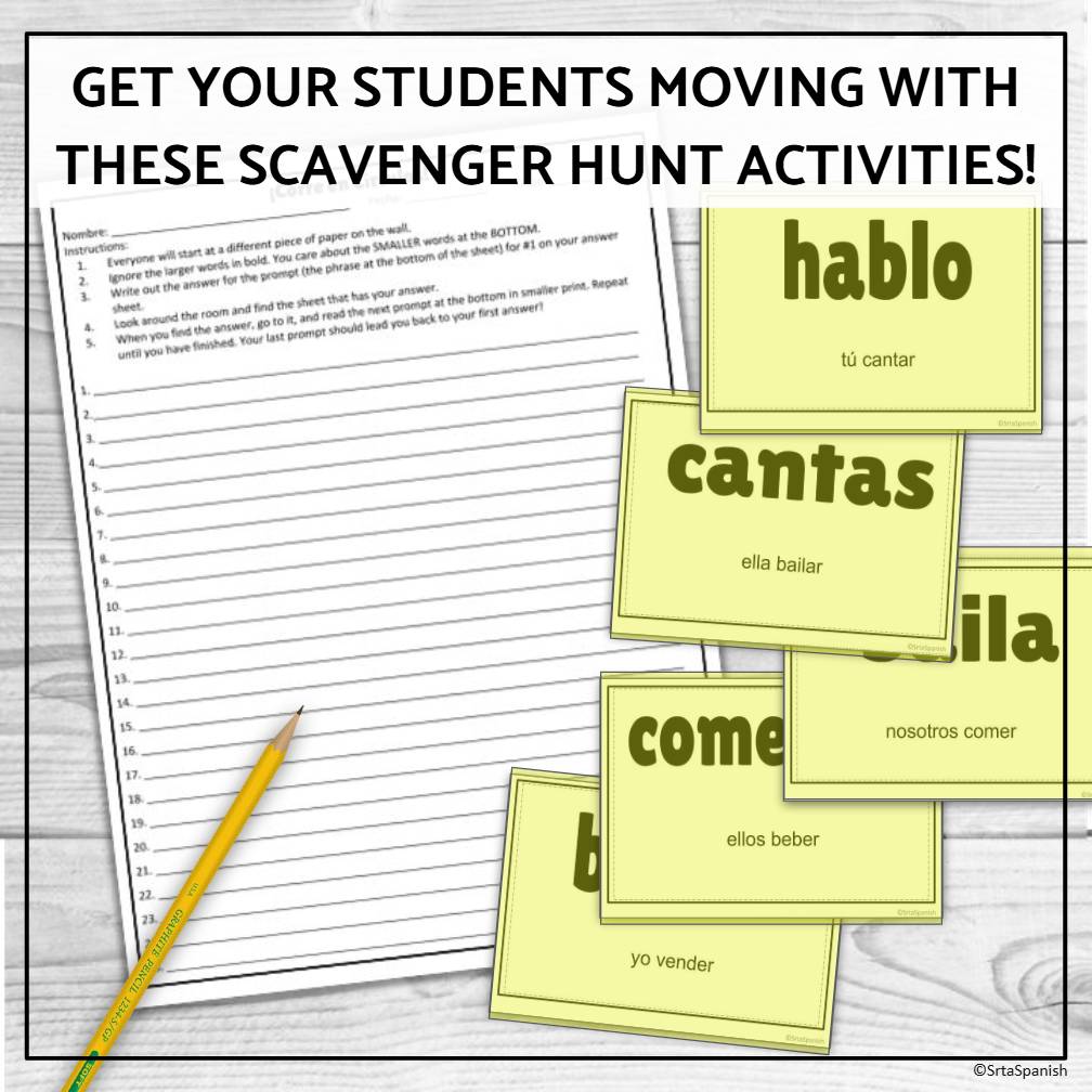 Present Tense AR ER IR Regular Verbs Spanish 1 Final Exam Review Game Sub Plans