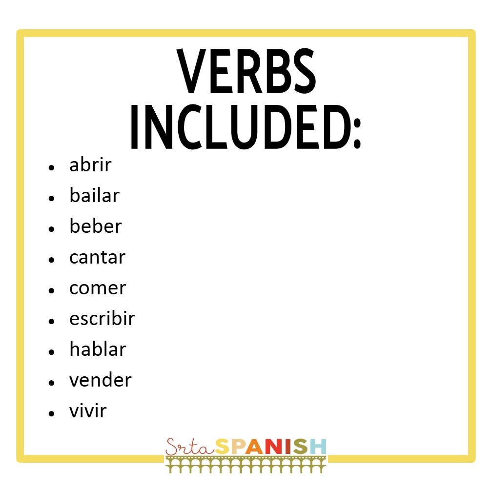 Present Tense AR ER IR Regular Verbs Spanish 1 Final Exam Review Game Sub Plans