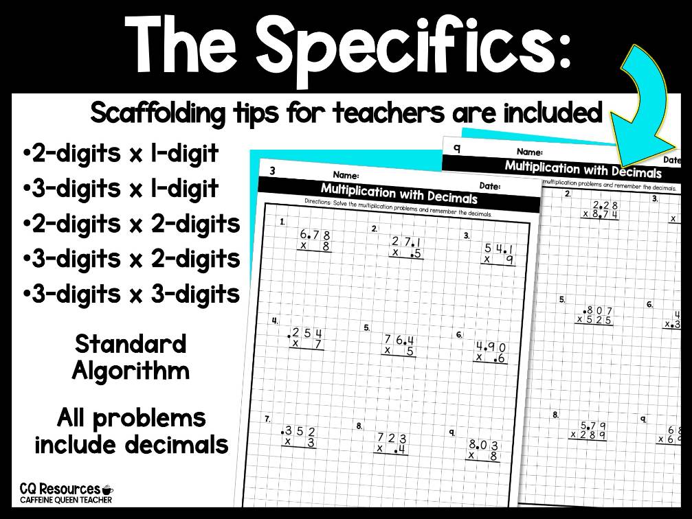 Multiplying Decimals with 2-Digit and 3-Digit Standard Algorithm on Graph Paper