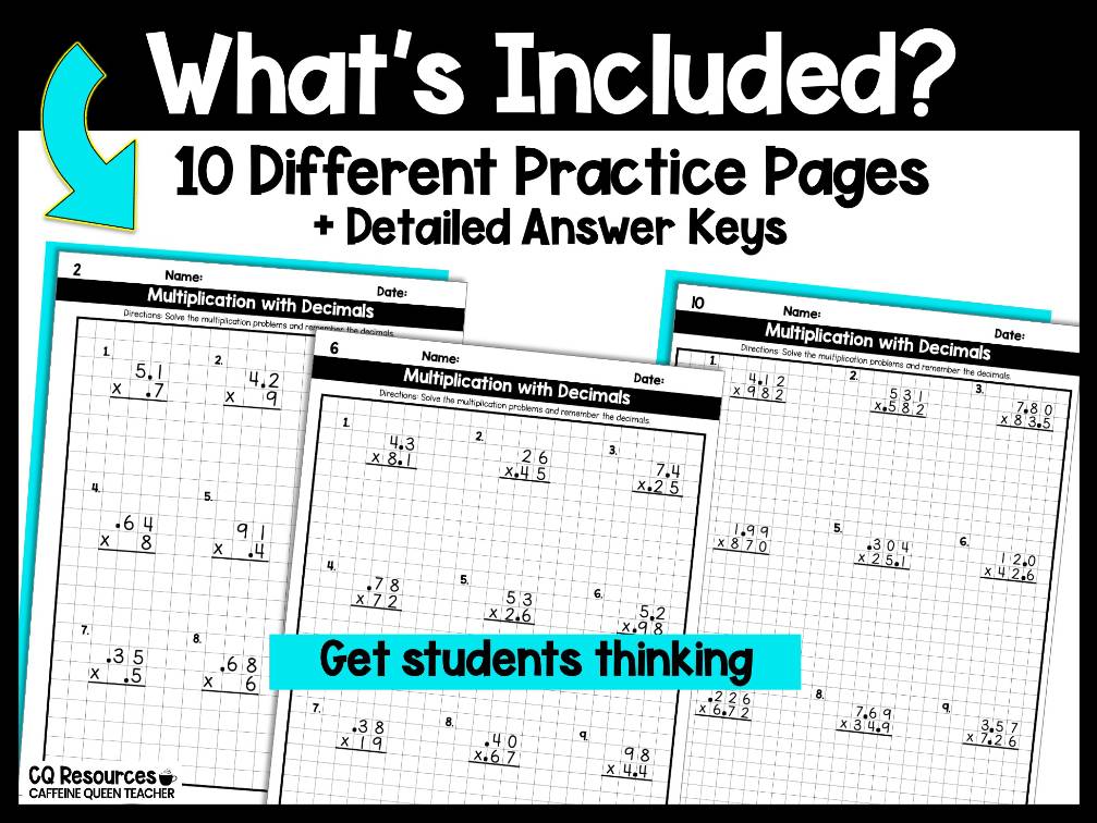Multiplying Decimals with 2-Digit and 3-Digit Standard Algorithm on Graph Paper