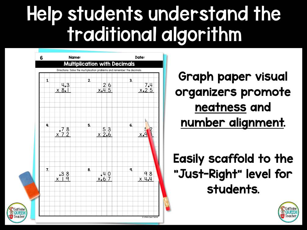 Multiplying Decimals with 2-Digit and 3-Digit Standard Algorithm on Graph Paper