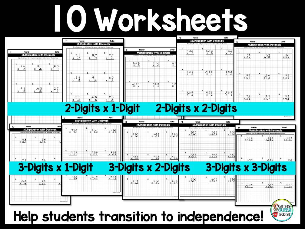 Multiplying Decimals with 2-Digit and 3-Digit Standard Algorithm on Graph Paper