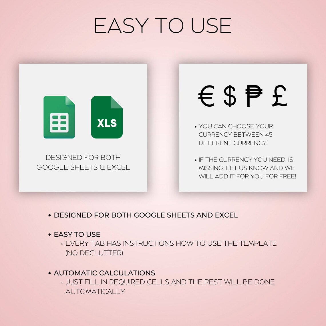 Bookkeeping Template for Excel and Google Sheets – Small business accounting spreadsheet with income log, expense log, monthly and annual overview