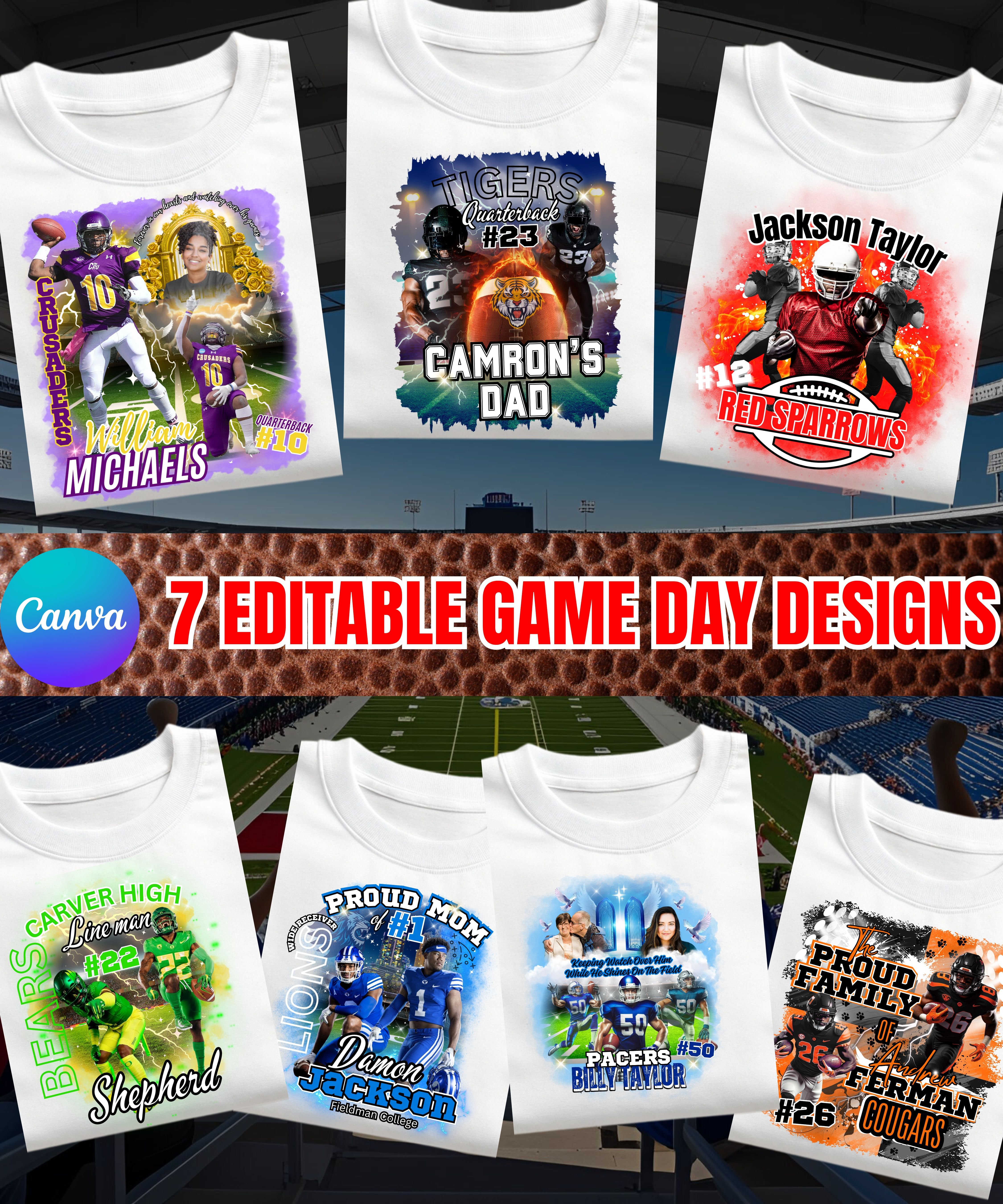 Football Game Day Designs Bundle (7 Canva Editable Templates) - Payhip