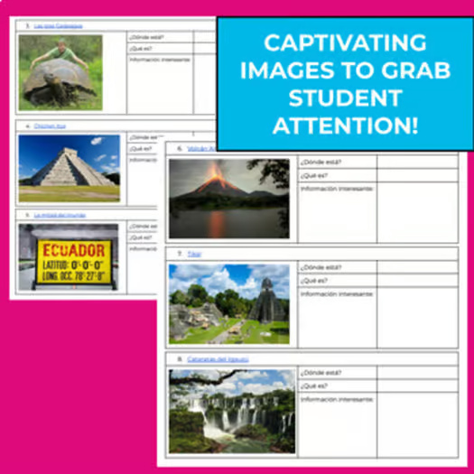 Famous Places in Spanish-speaking countries online video activity and Sub plans