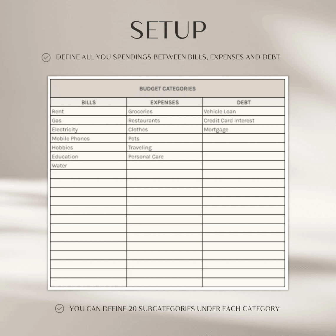 Expense Tracker Template – Google Sheets and Excel spending log with categories, dashboard, and visual charts