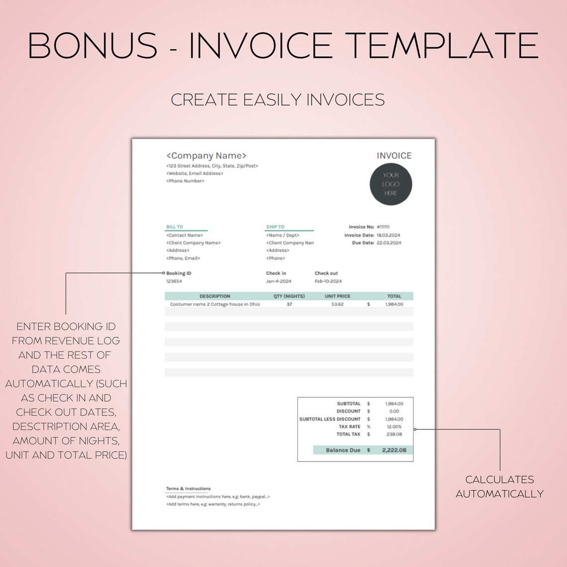 Airbnb Multi-Rental Tracker Spreadsheet – Excel and Google Sheets property management template with booking calendar, revenue and expense logs, and dashboards