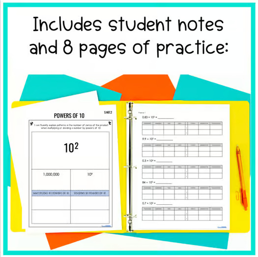 Multiplying and Dividing Decimals by Powers of 10 - Notes and Worksheets