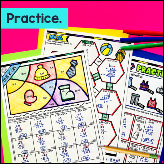 Adding and Subtracting Decimals Guided Notes with Doodles | Sketch Notes Lesson