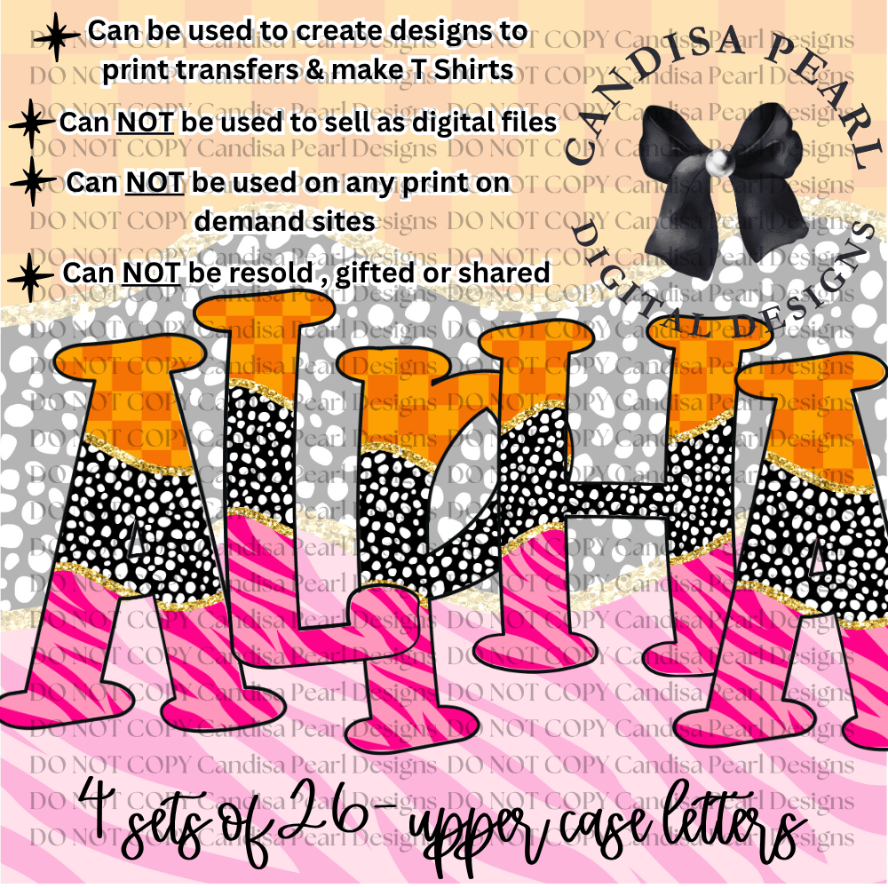 Preppy Orange Checker ALPHA SET - Payhip