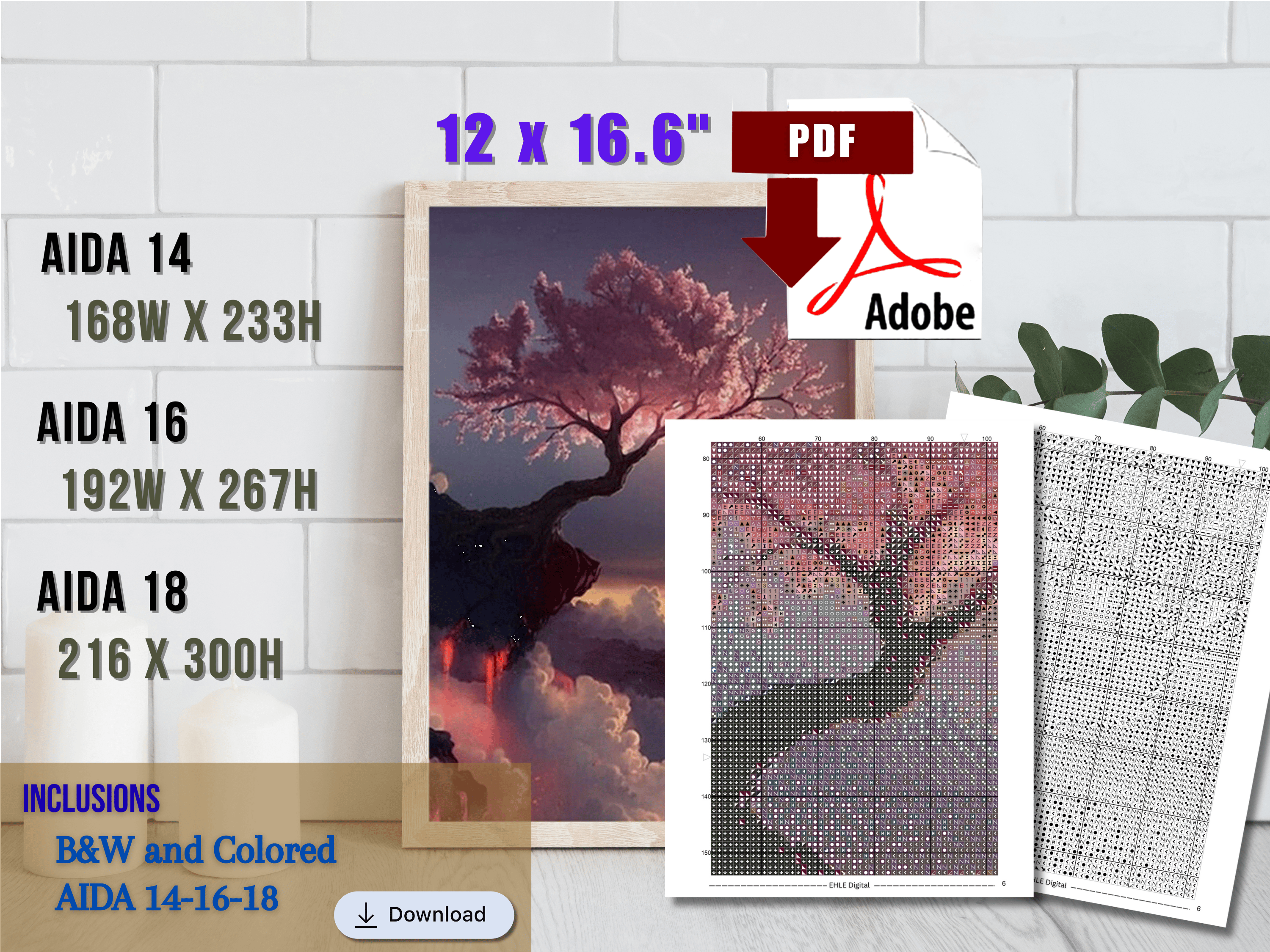 Cherry Blossom Cross Stitch Pattern PDF – Japanese Sakura Floral ...