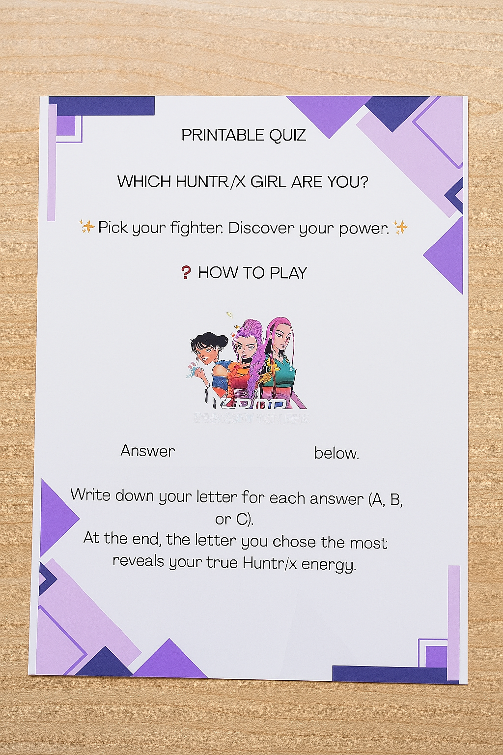 store product block Huntrix Kpop demon hunters | K-pop Inspired Personality Quiz | Printable PDF | 10 Questions Results| poster