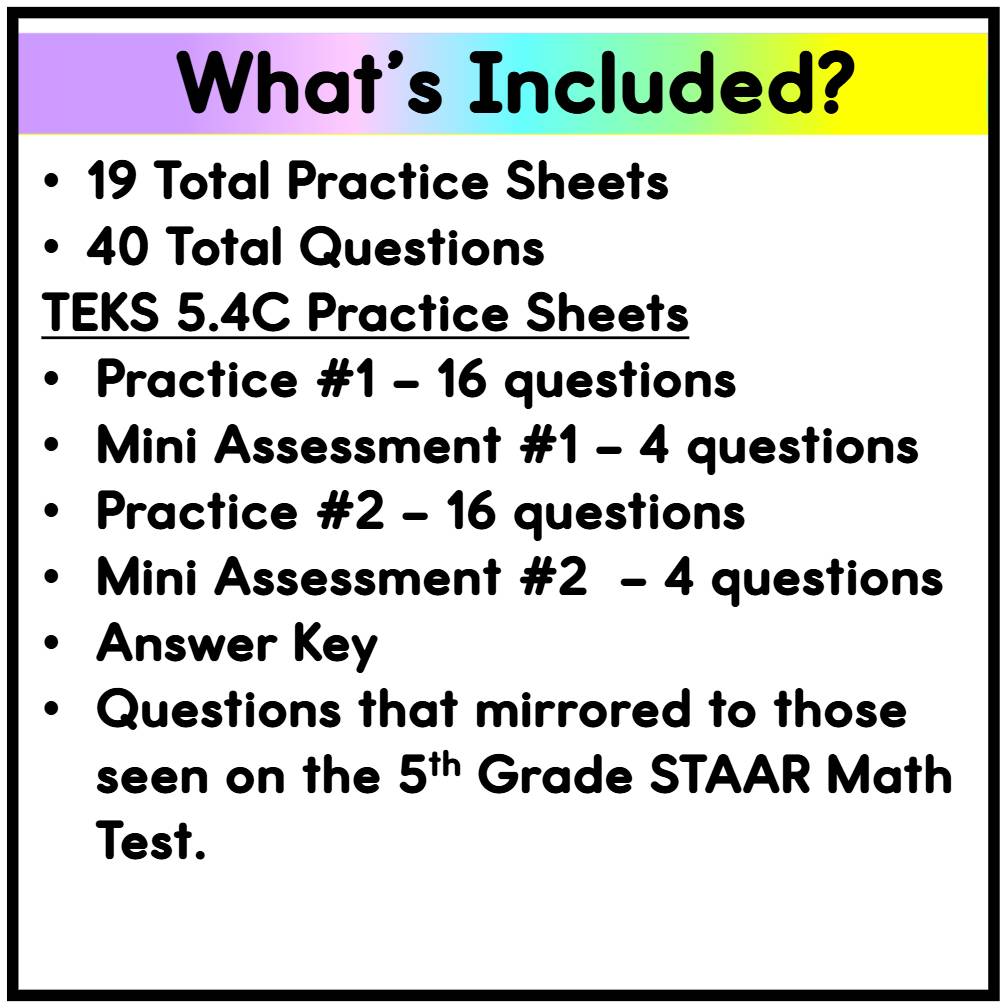 TEKS 5.4C Numerical Patterns and Coordinate Planes - Practice Sheets