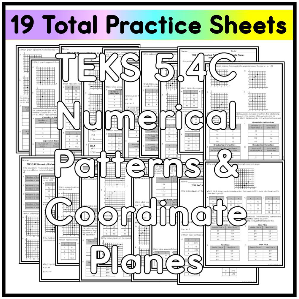 TEKS 5.4C Numerical Patterns and Coordinate Planes - Practice Sheets