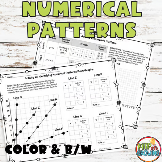 Numerical Patterns and the Coordinate Plane Lesson Packet