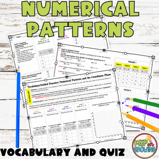 Numerical Patterns and the Coordinate Plane Lesson Packet
