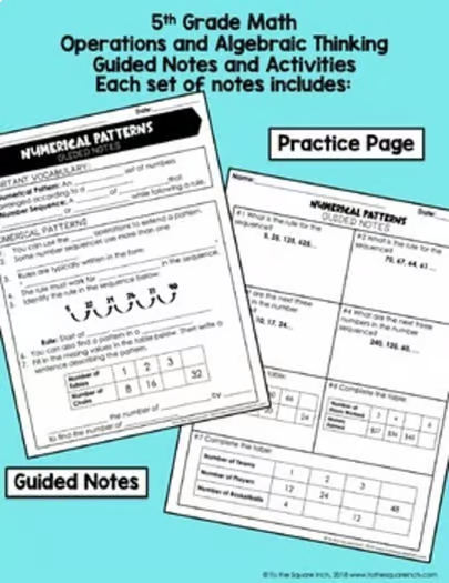 5th Grade Operations and Algebraic Thinking Notes Unit  Numerical Expressions