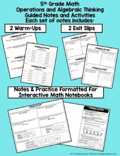 5th Grade Operations and Algebraic Thinking Notes Unit  Numerical Expressions