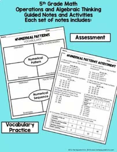 5th Grade Operations and Algebraic Thinking Notes Unit  Numerical Expressions