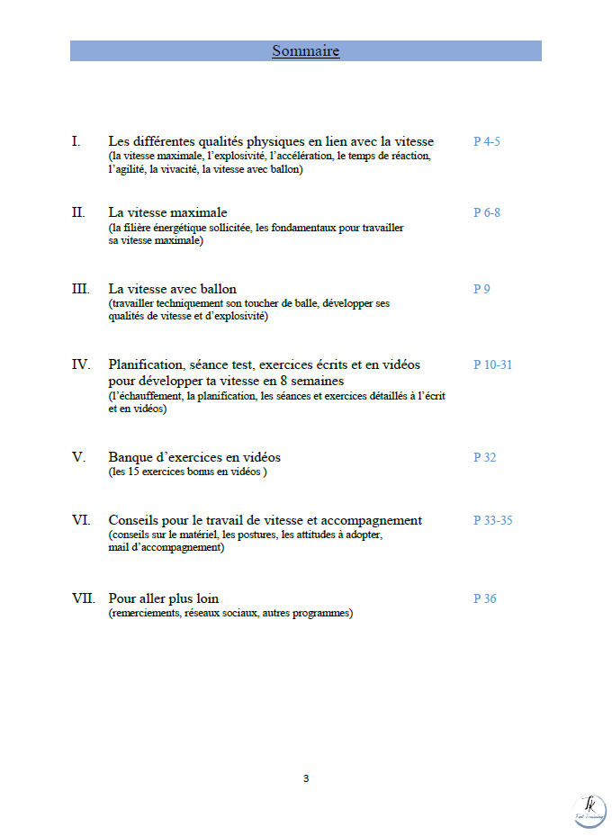 les différentes qualités physiques en lien avec la vitesse, exercices de vitesse en vidéo