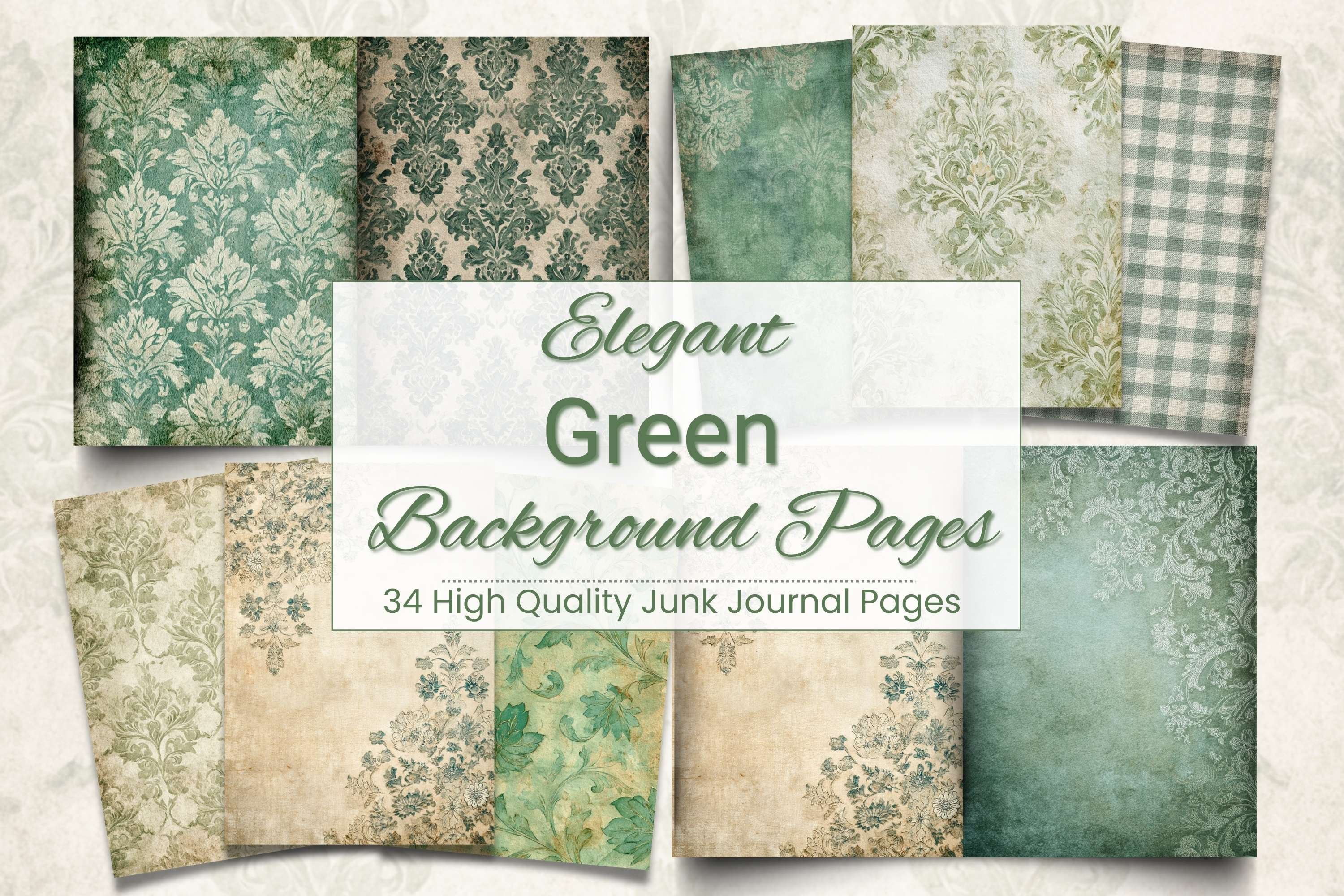 Elegant Green Junk Journal Pages