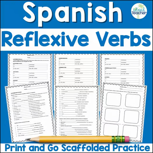 Spanish Reflexive Verbs Conjugation Worksheets Practice Daily Routine Verbs