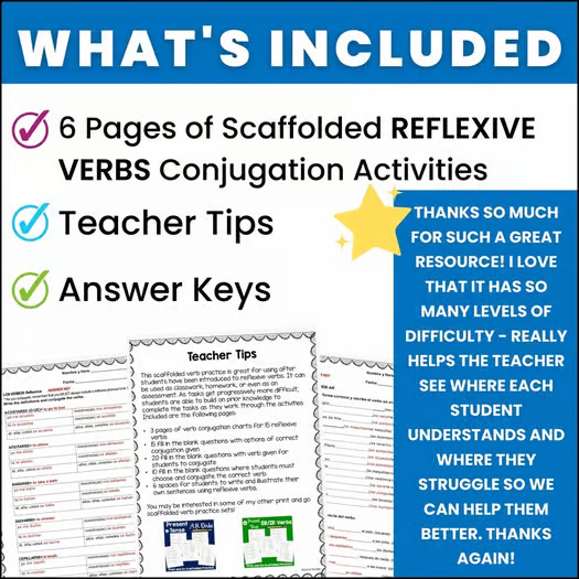 Spanish Reflexive Verbs Conjugation Worksheets Practice Daily Routine Verbs