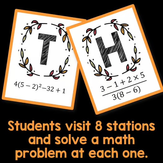 Thanksgiving Math Activities for Middle School Grade 5, 6, 7, and 8