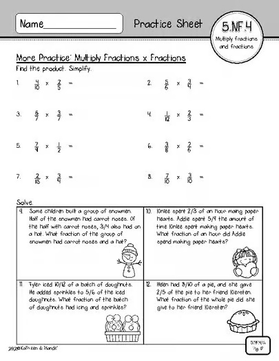 5.NF.4 & 5.NF.6 Practice Sheets: Multiply Fractions