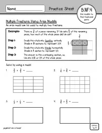 5.NF.4 & 5.NF.6 Practice Sheets: Multiply Fractions