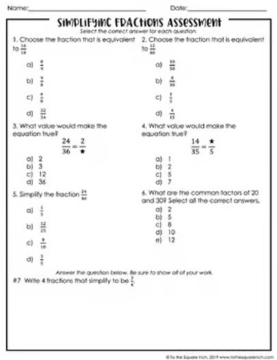 Simplifying Fractions Notes & Practice  + Interactive Notebook Pages