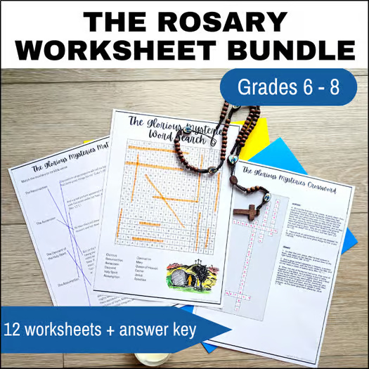 The Rosary Activities - Middle School Religion Worksheets & Catholic Homeschool