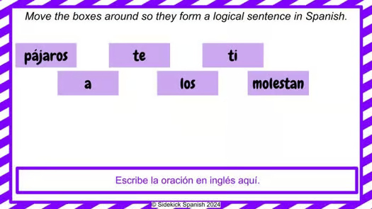 Verbs like Gustar in Spanish Sentence Scramble Digital Activity