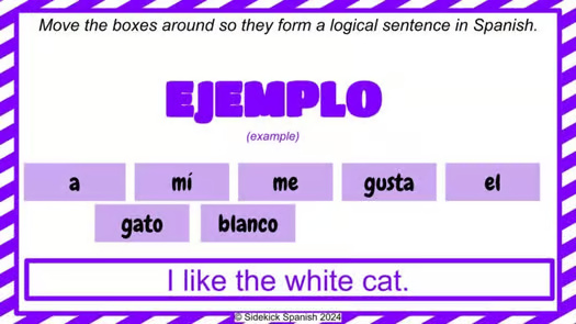 Verbs like Gustar in Spanish Sentence Scramble Digital Activity