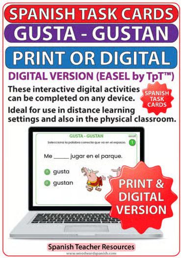 GUSTA vs. GUSTAN - Spanish Task Cards