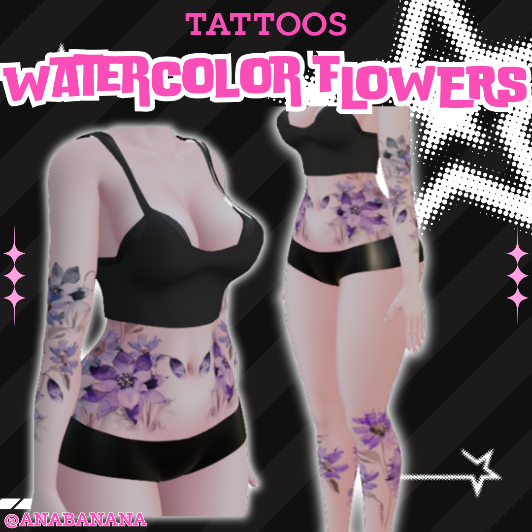 💐 Watercolors Flowers Tatts | Vrbase Egirl