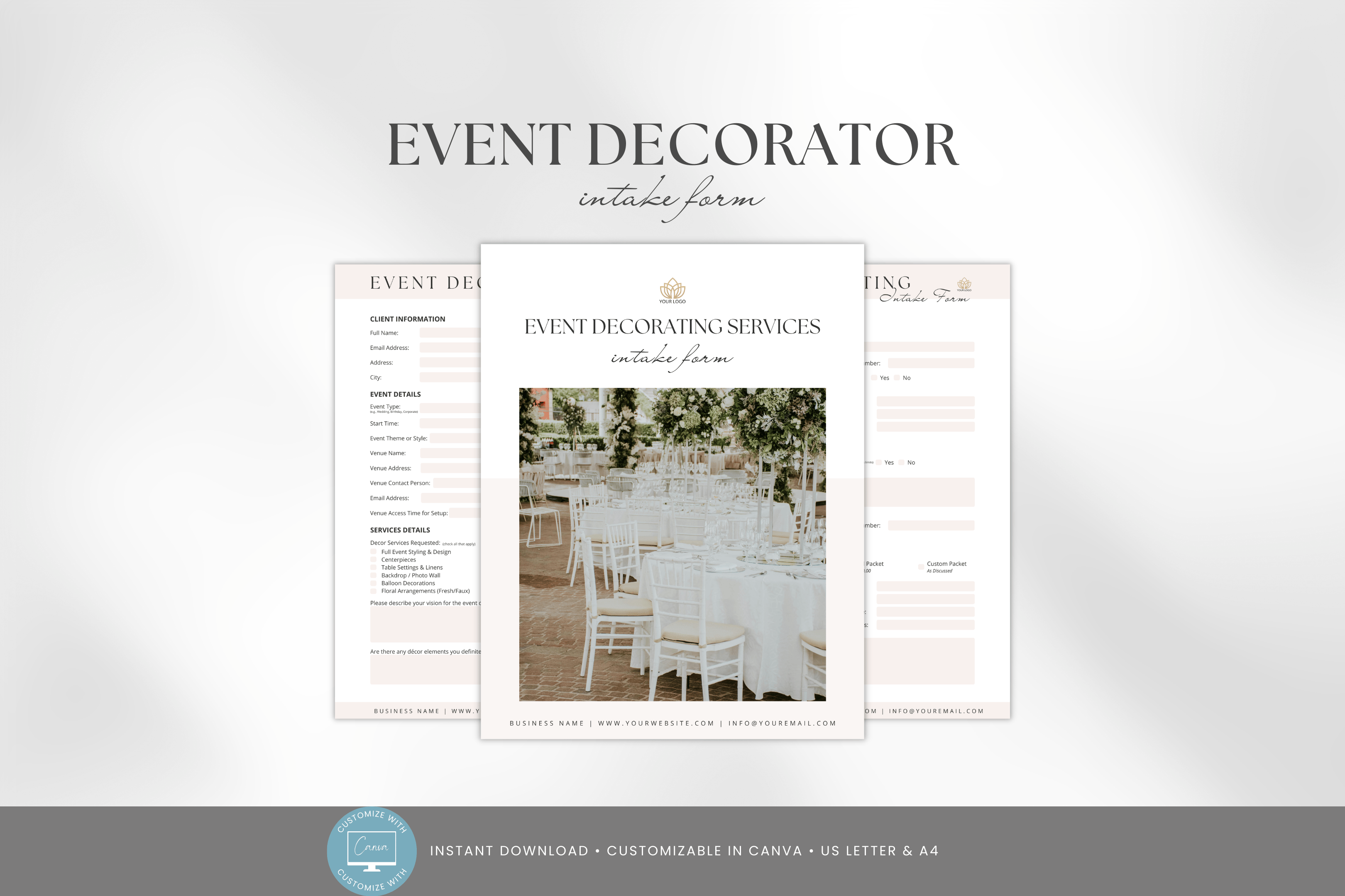Event Intake Form Examples Event Decorating Intake Form Template, Event Planning Client ...