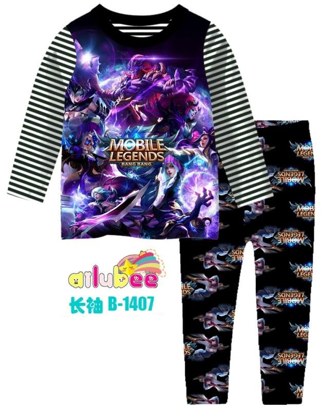 Cotton sleepwear set for children featuring pixel art and gaming hero graphics.