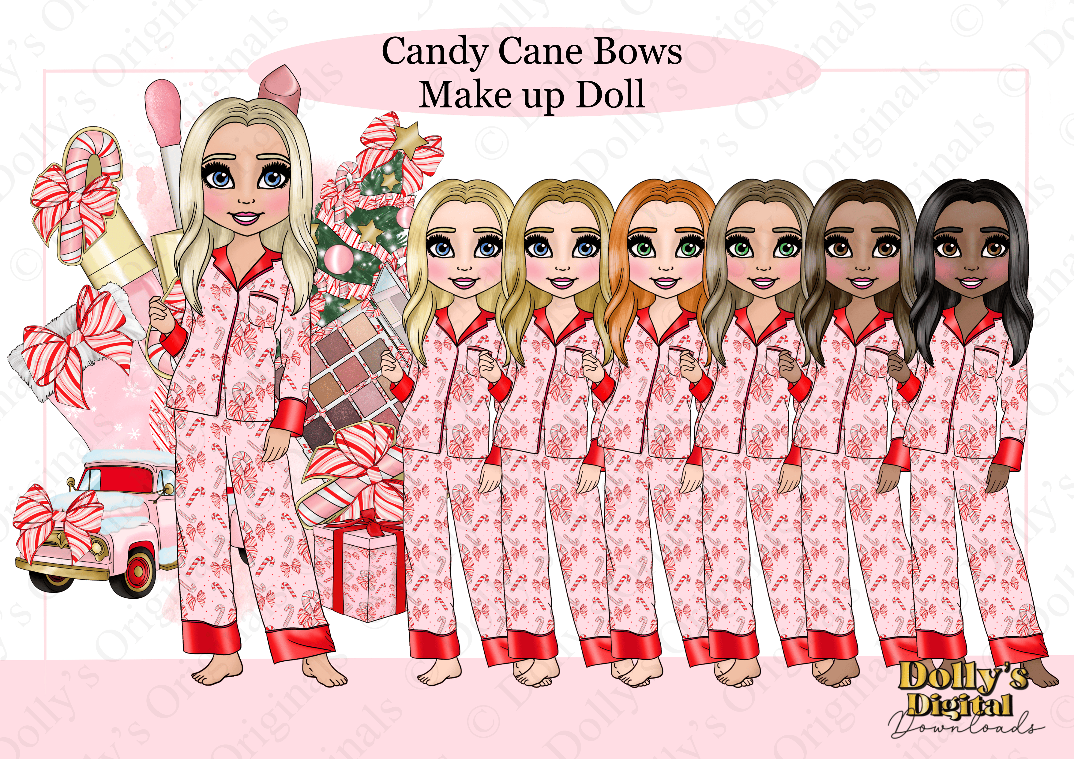 Candy Cane Bows Makeup Dolly - Payhip