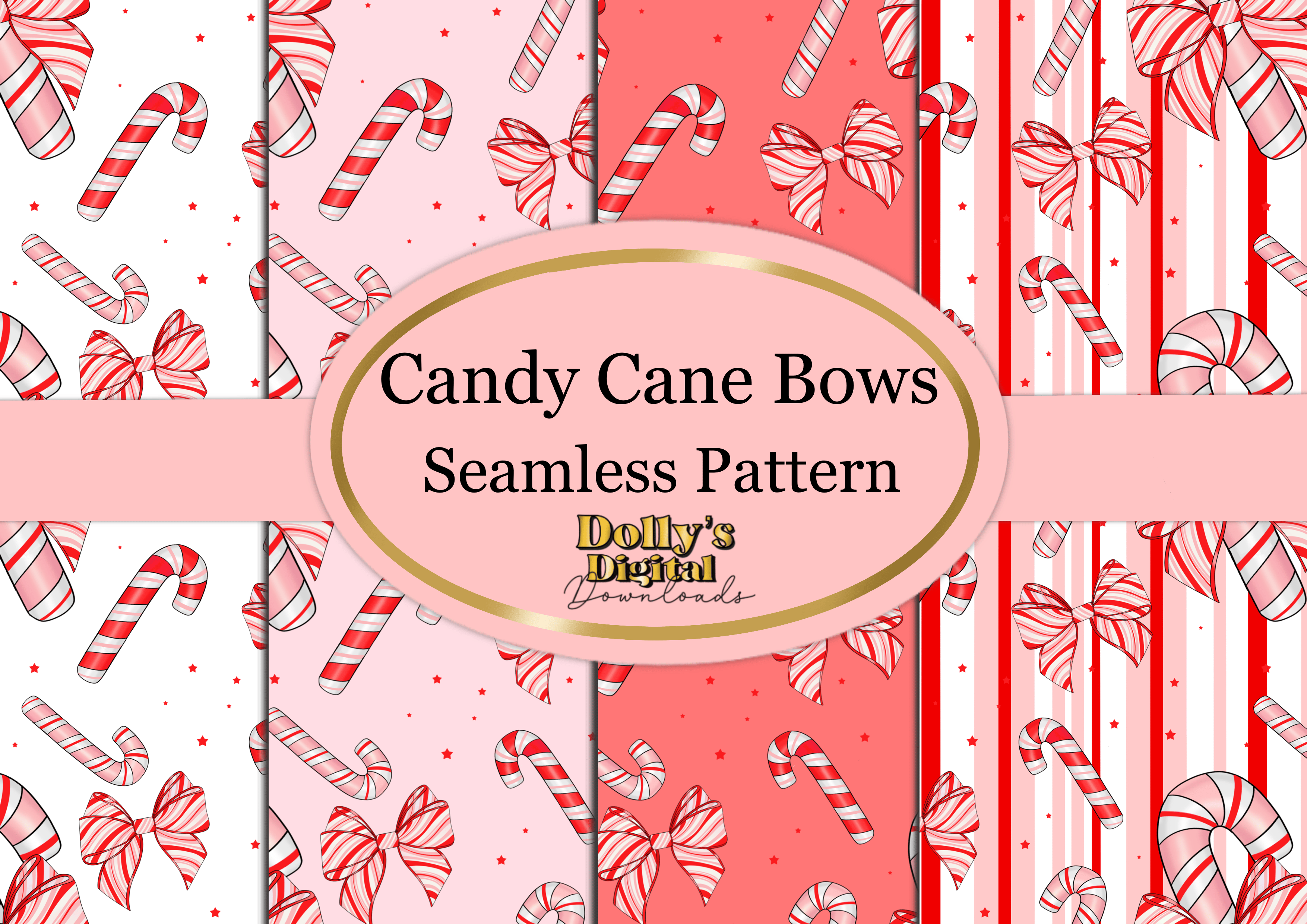 Candy Cane Bows Seamless Patterns - Payhip