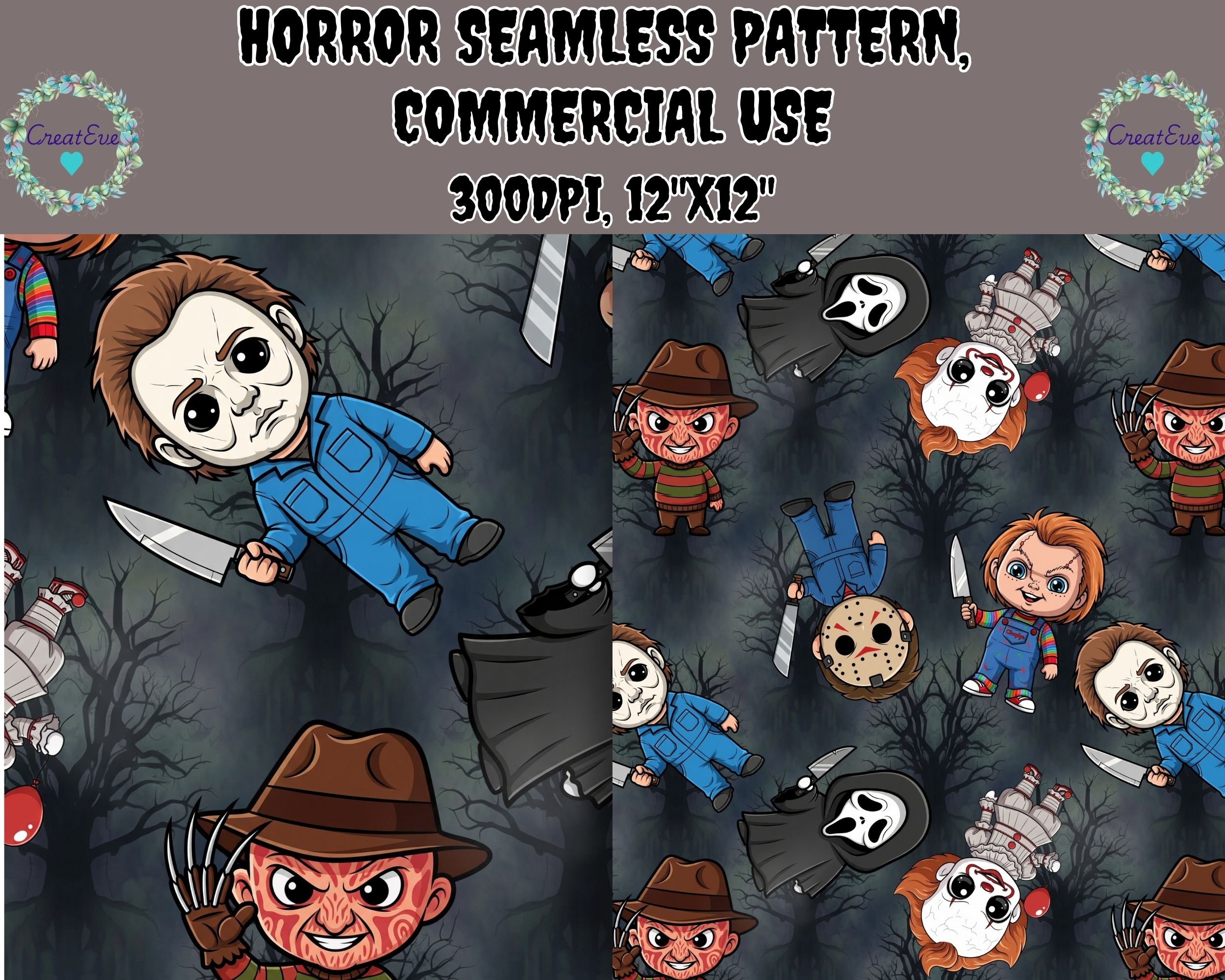 Horror Spooky Background Seamless Pattern PNG Commercial Use - Payhip