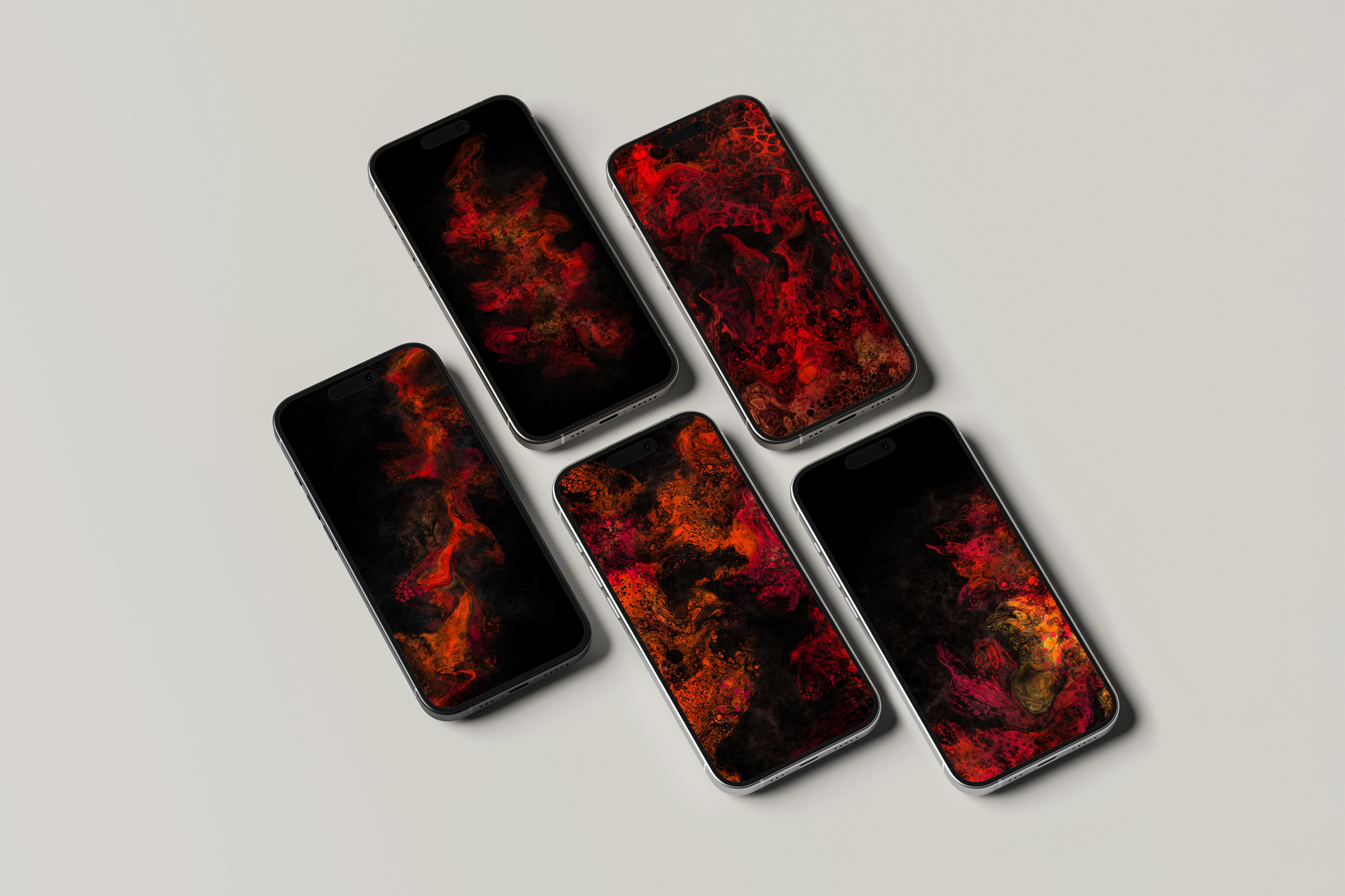 Abstract Pour - Fire Red - Wallpaper Pack of 5 - Payhip
