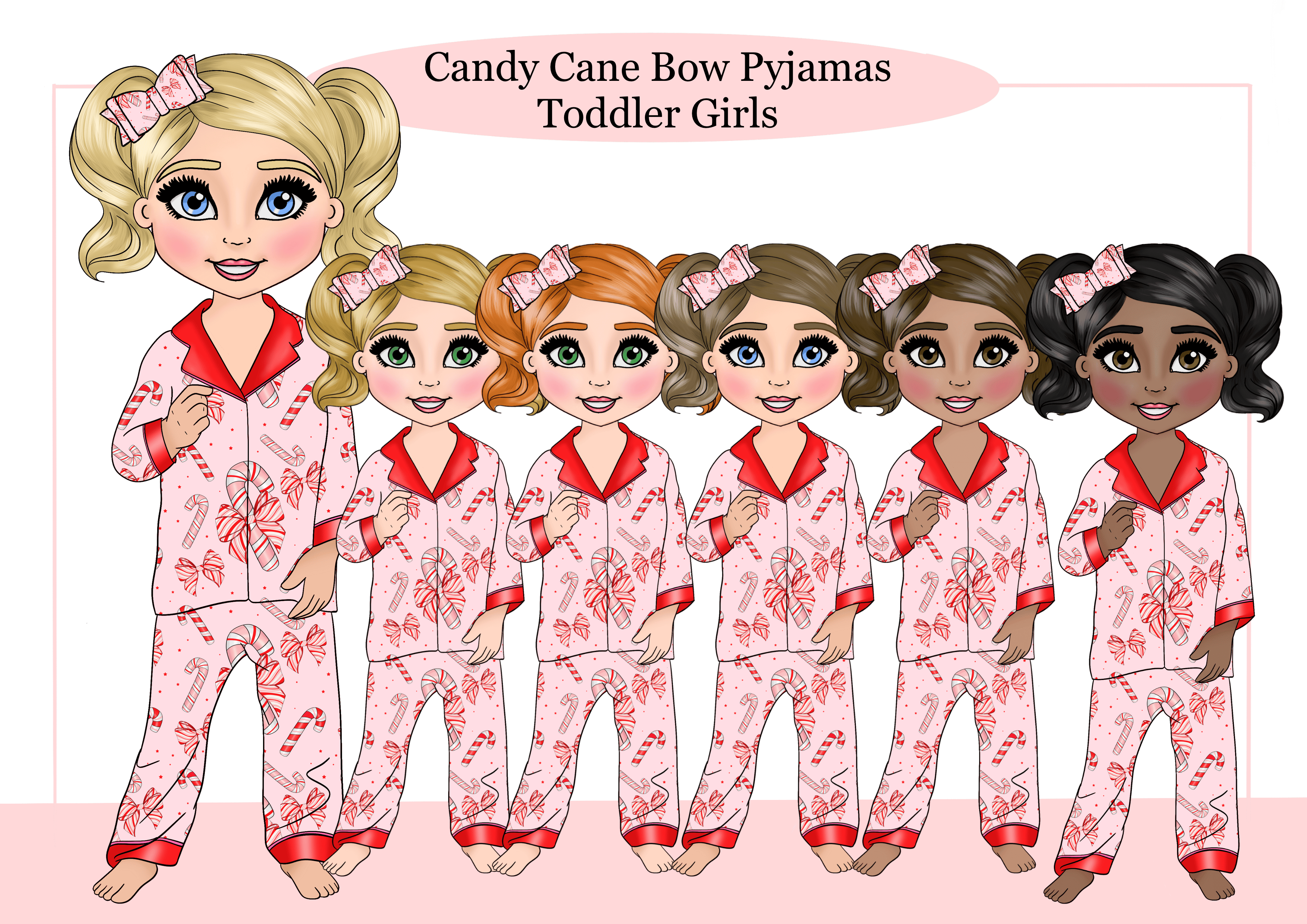 Candy Cane Bow Pyjamas Toddler Girl - Payhip