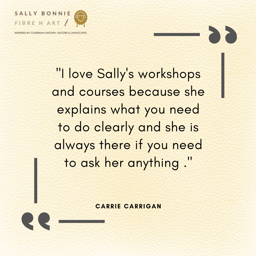 Testimonial graphic: Student delighted by progress after completing felting fast course