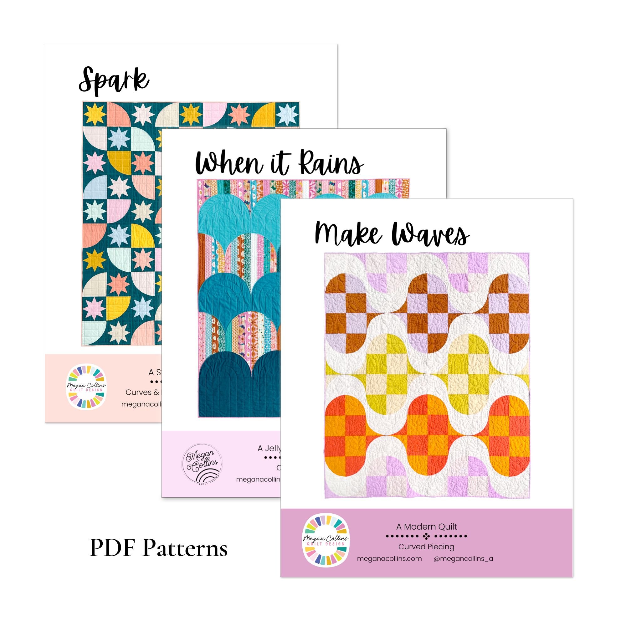Creative Spark Patterns PDF Make Waves, When It Rains, & Spark Quilt Pattern Bundle - Payhip